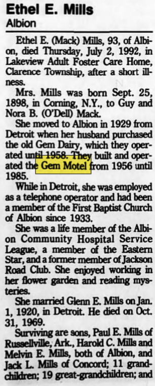 Gem Motel - 1992 Former Operator Passes Away